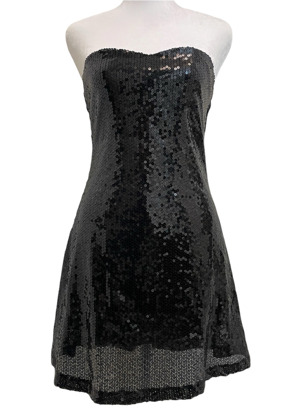 Wet Seal Y2K Black Sequin Strapless Mini Tube Dress